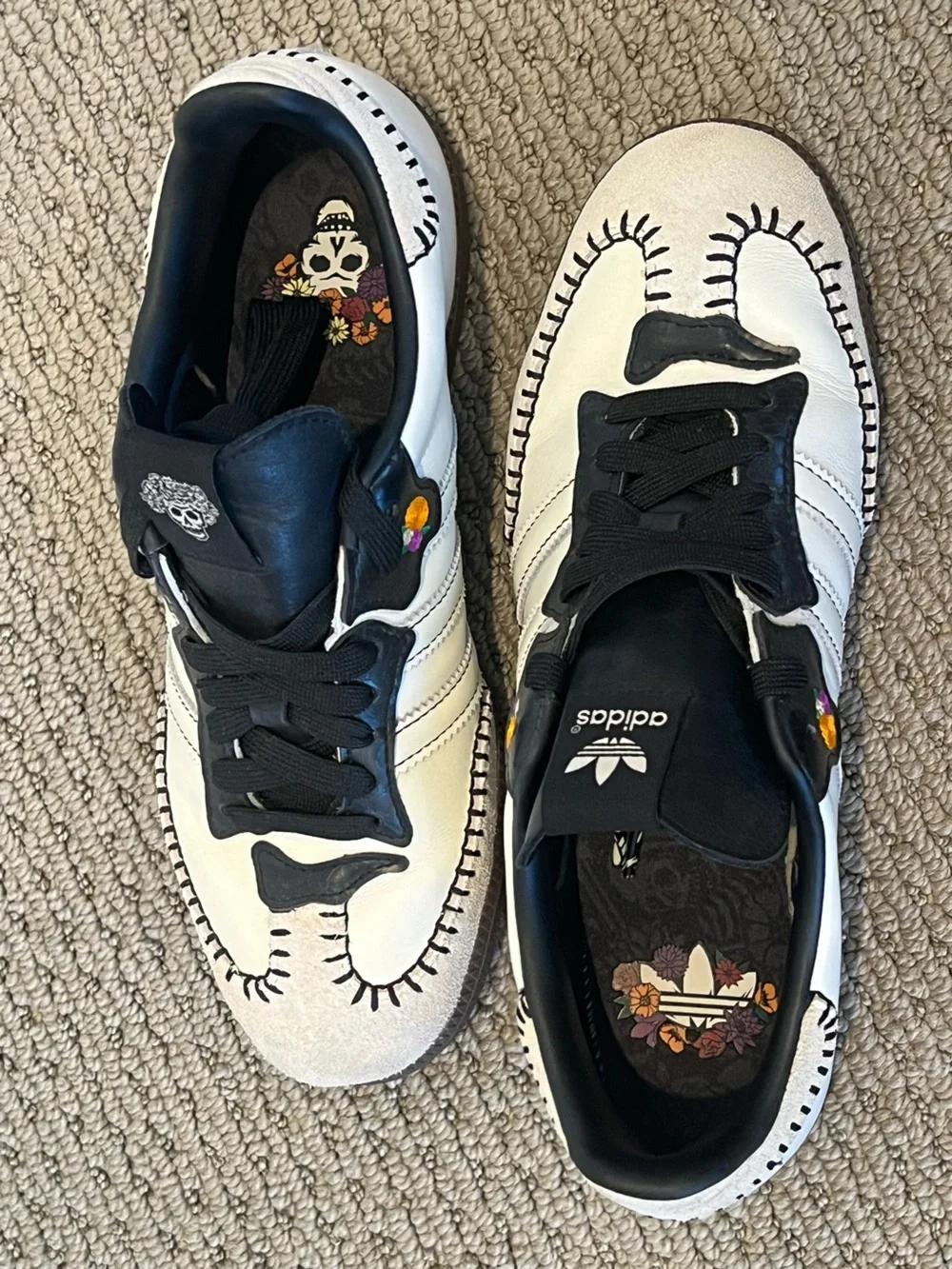 Adidas White & Black Samba Día De Los Muertos Sneakers